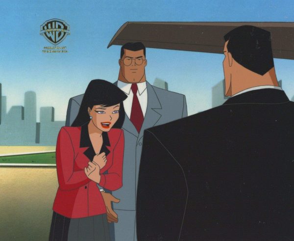 Superman the Animated Series Original Production Cel: Lois Lane, Clark Kent, and Bruce Wayne Cheap