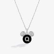 Mickey Alphabet  Q  Necklace in Sterling Silver with Black Enamel and 1 10 CT.TW. Diamonds Fashion