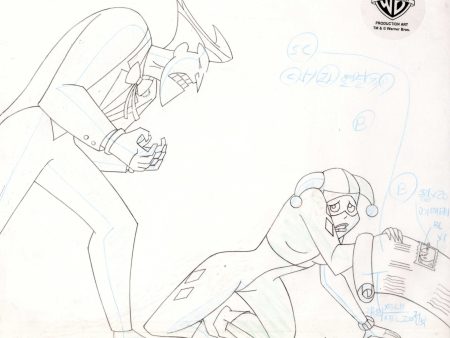 The New Batman Adventures Original Production Drawing: Joker and Harley Quinn For Sale