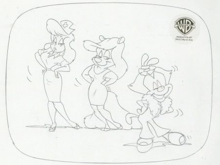 Animaniacs Original Production Drawing: Nurse, Minerva, and Dot Fashion