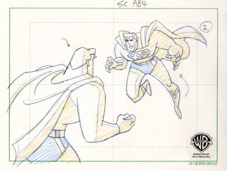 Superman the Animated Series Original Production Drawing: Superman and Bizarro on Sale