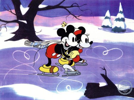 Mickey Mouse and Minnie Mouse Skating Lesson Sericel Cheap