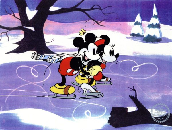 Mickey Mouse and Minnie Mouse Skating Lesson Sericel Cheap