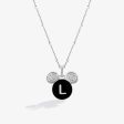 Mickey Alphabet  L  Necklace in Sterling Silver with Black Enamel and 1 10 CT.TW. Diamonds on Sale