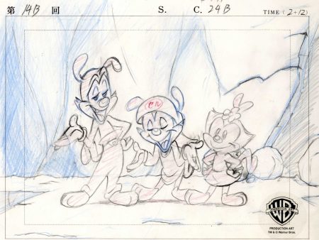 Animaniacs Original Production Drawing:  Yakko, Wakko, and Dot For Discount