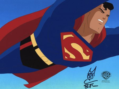 Superman the Animated Series Bruce Timm signed Original Production Cel with Matching Drawing: Superman For Cheap