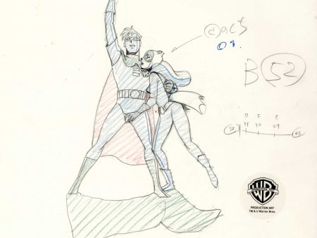 Batman The Animated Series Original Production Drawing: Robin and Batgirl Hot on Sale