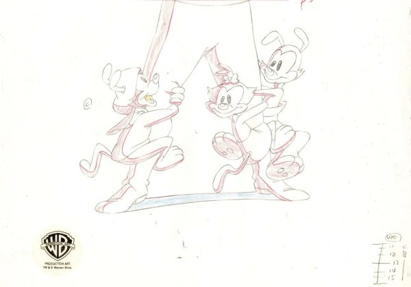 Animaniacs Original Production Drawing: Yakko, Wakko, and Dot Online Hot Sale