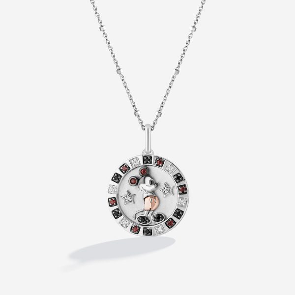 Mickey Medallion Necklace with 1 10 CT.TW. Diamonds For Cheap