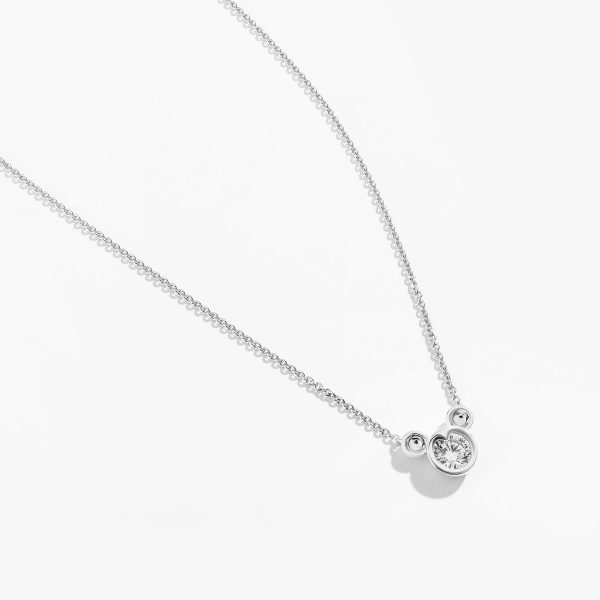 Mickey Mouse Silhouette White Topaz Necklace, Sterling Silver Fashion