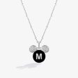 Mickey Alphabet  M  Necklace in Sterling Silver with Black Enamel and 1 10 CT.TW. Diamonds Sale