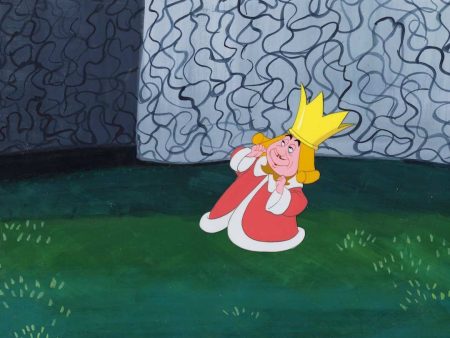 Alice in Wonderland Original Production Cel on Hand Painted Background: King of Hearts Sale