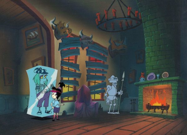 Beetlejuice The Animated Series Original Production Cel on Original Background: Beetlejuice and Lydia Deetz For Cheap