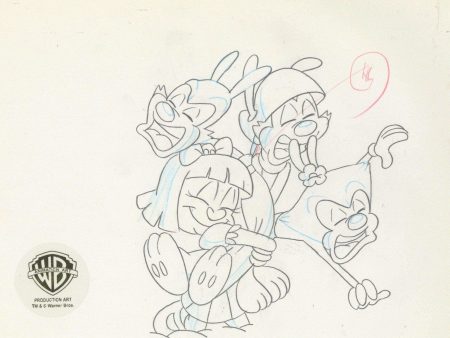 Animaniacs Original Production Drawing: Elmyra,Yakko, Wakko, and Dot Supply