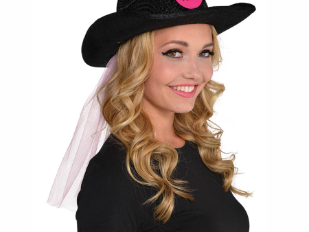 Sassy Bride Cowboy Hat With Veil For Discount